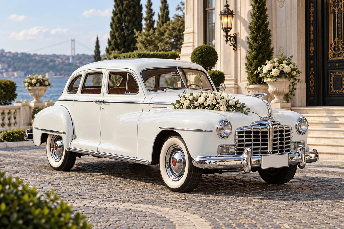 1947 Dodge Custom Deluxe klasik düğün arabası — temsili fotoğraf