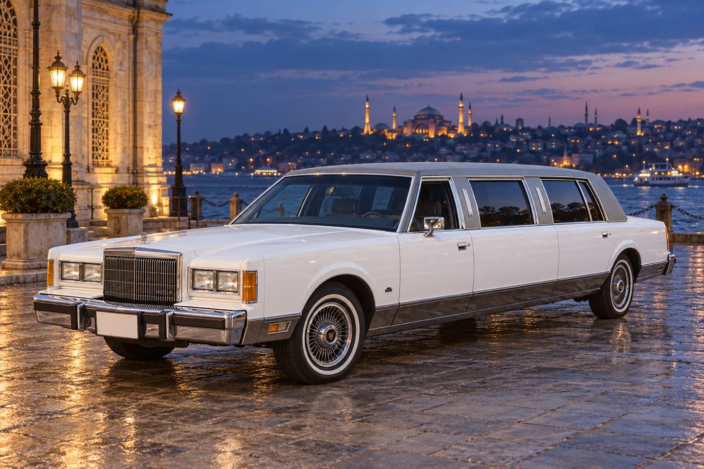 1989 Lincoln Town Car retro limuzin dizi film setinde — temsili